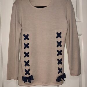 Valentino Studio Cream Ribbon/Bow Vintage Sweater - RARE